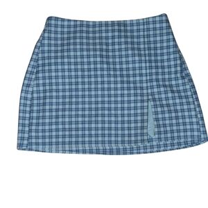 Bershka Blue Checkered Mini Skirt
